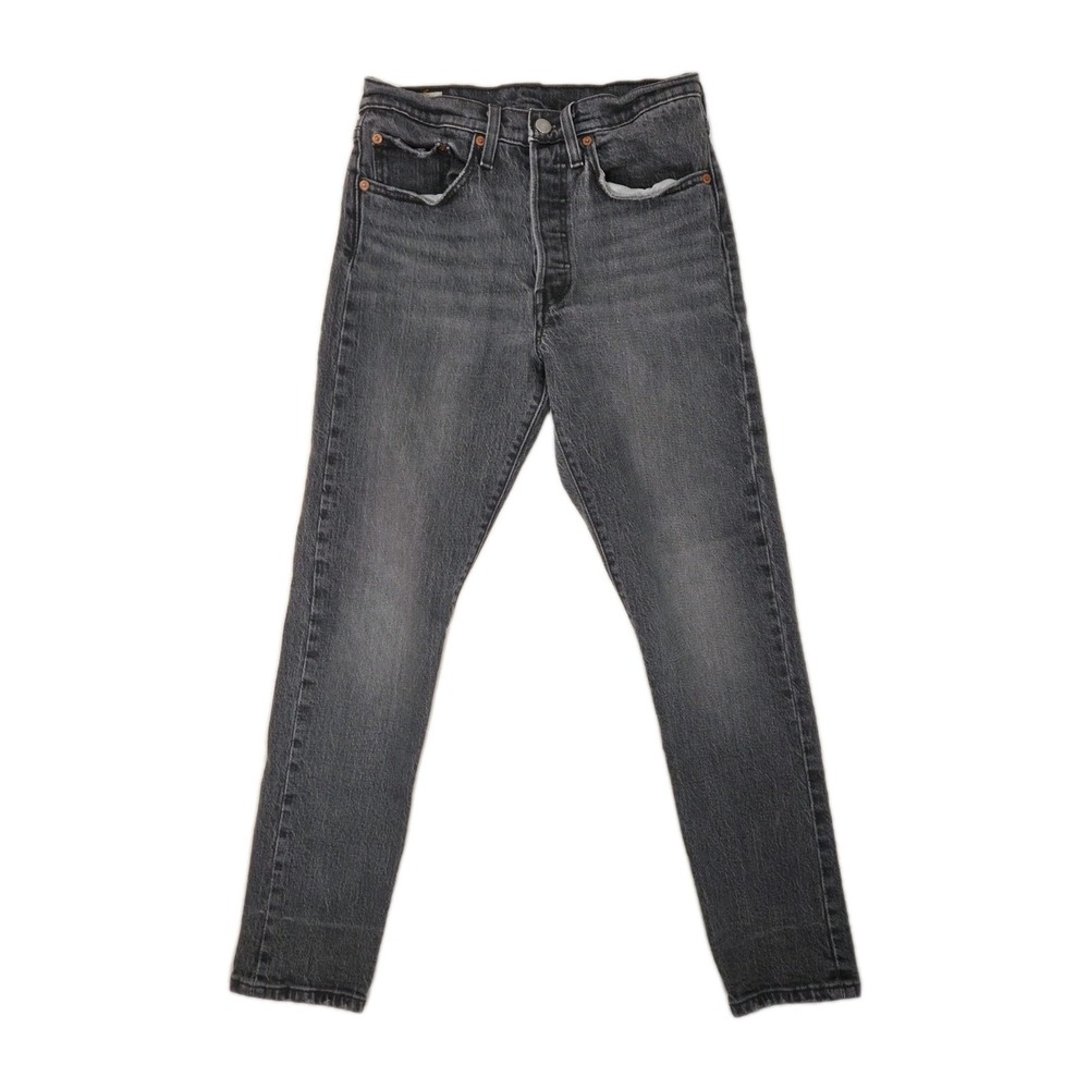 Levis Premium Blank Tab 501xx Skinny Womens Button Fly Faded Black Jeans 26×28